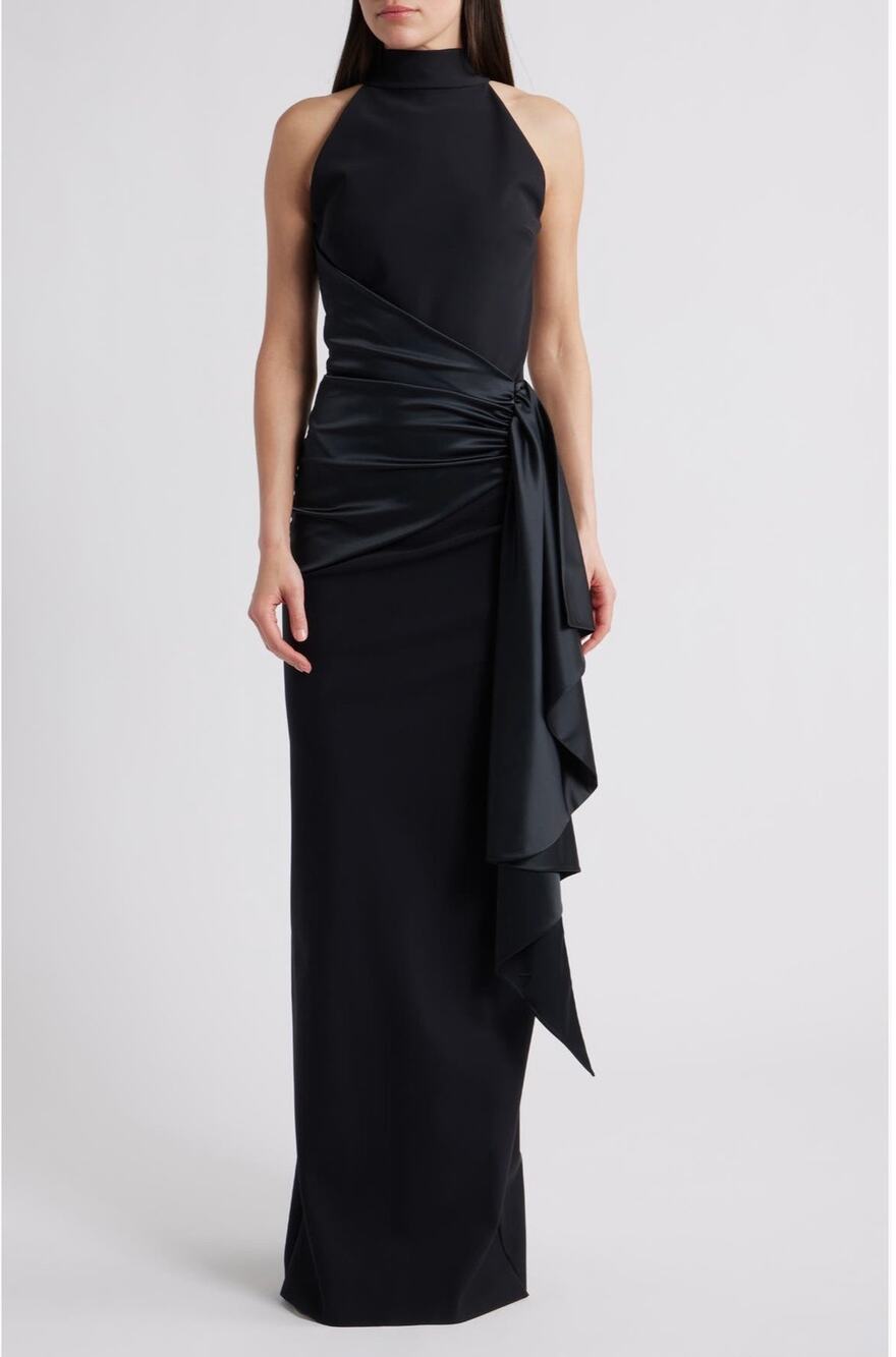Chiara Boni La Petite Robe Gudairi Black Column Gown size 16 (new)